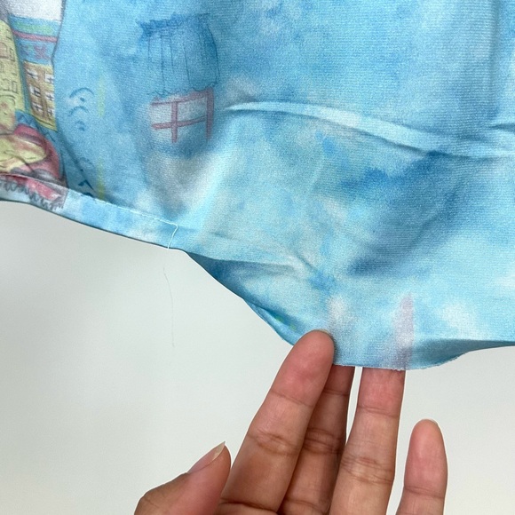 VINTAGE 1970S VAN HEUSEN PRINTED NYLON SHIRT in Sky Blue-Size Mens Small - Picture 9 of 13